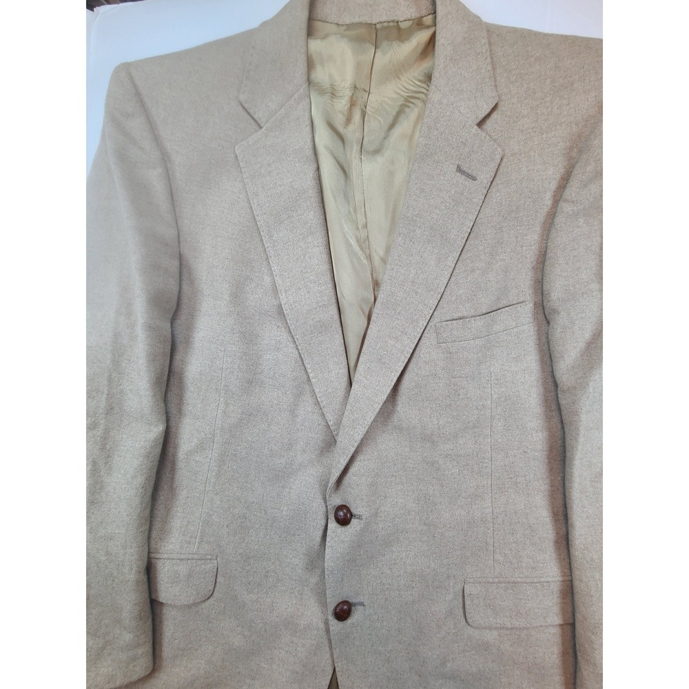 Vintage Hardy‎ Amies Mens 44R 100% Cashmere Blazer Tan Savile Row Two Button